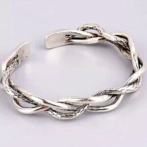 BRAIDED  BANGLE BRACELET  STER LING SILVER  STAMPED .925